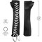 Fingerless Lace Up Gloves - Long Black Costume Elbow Arm Warmer Accessories with White Satin Laced Tie for Dress Up